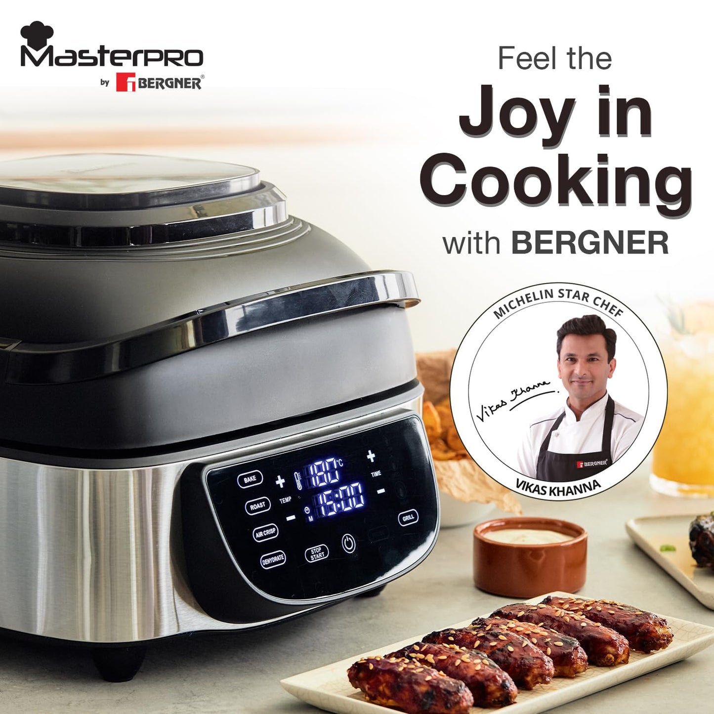 Bergner MasterPro 7L Smokeless Grill for Air Frying and Baking
