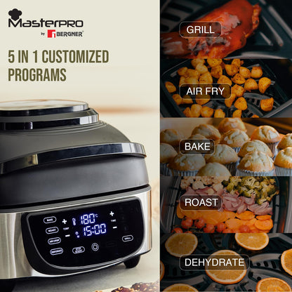 Bergner MasterPro 7L Smokeless Grill for Air Frying and Baking