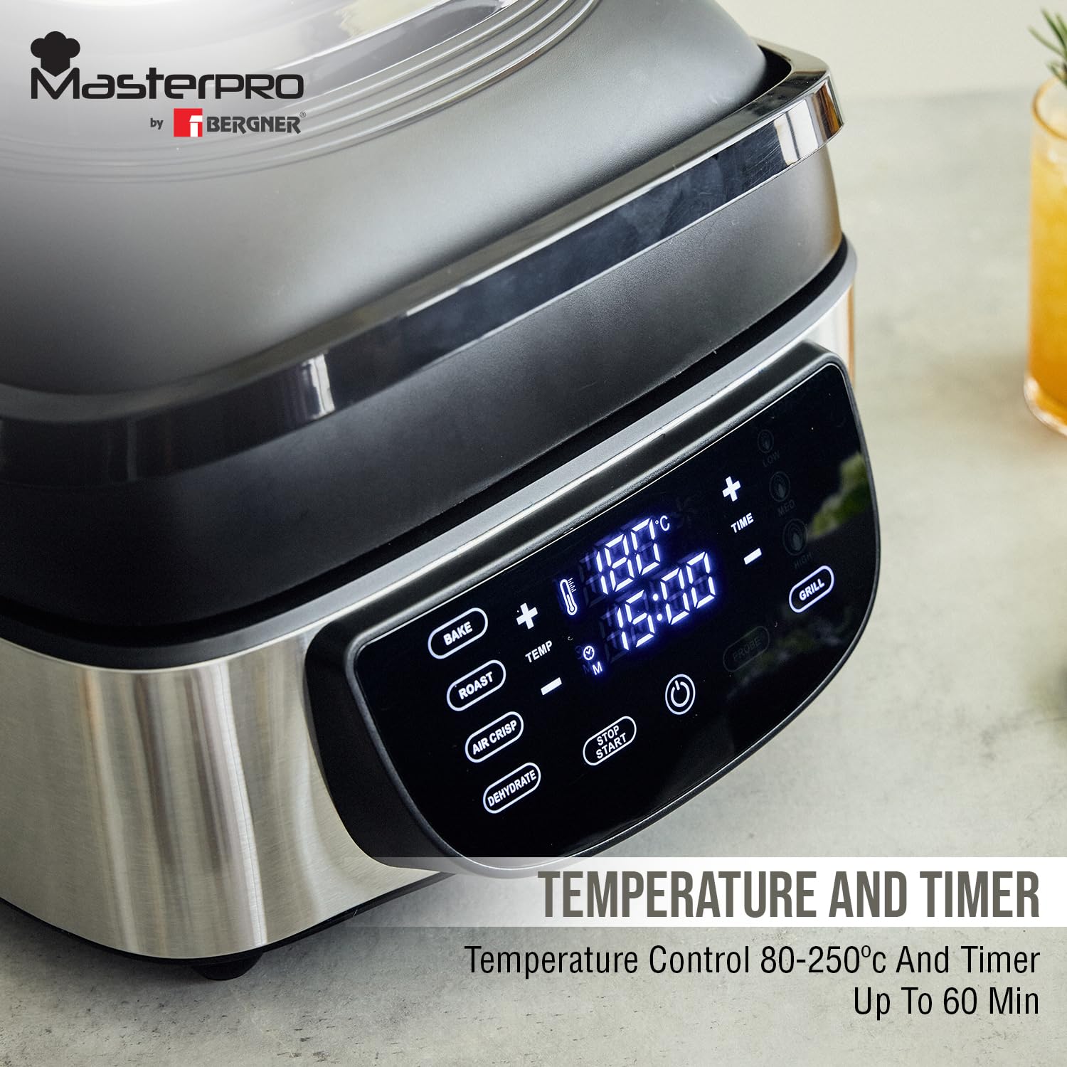 Bergner MasterPro 7L Smokeless Grill for Air Frying and Baking