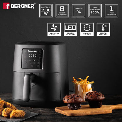 Bergner MasterPro 4L Digital Air Fryer with 1500W Power