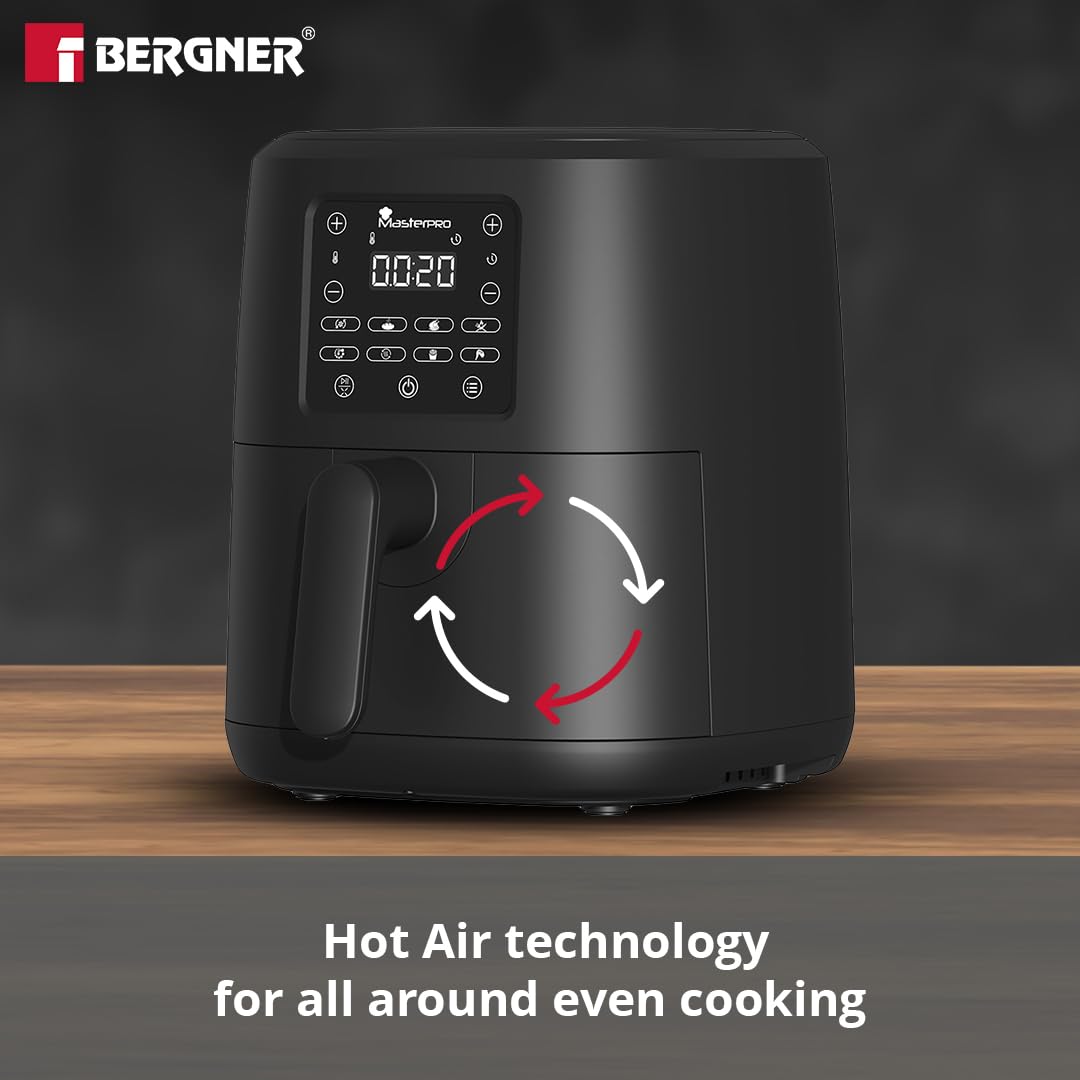 Bergner MasterPro 4L Digital Air Fryer with 1500W Power