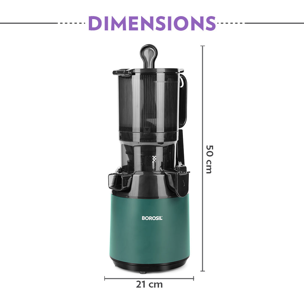 Borosil Vita Rich Slow Juicer for Nutrient-Packed Smooth Pulp-Free Drinks
