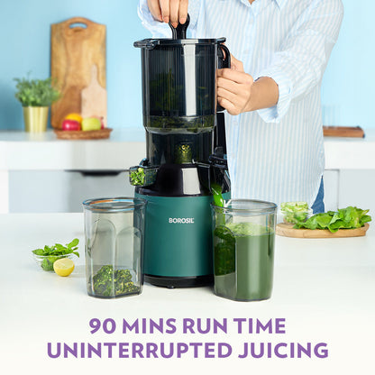 Borosil Vita Rich Slow Juicer for Nutrient-Packed Smooth Pulp-Free Drinks