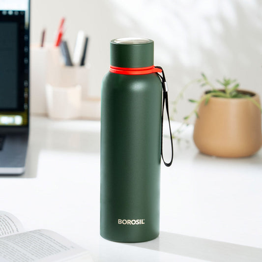Borosil Hydra Trek Insulated Stainless Steel Water Bottle Green 23.7oz