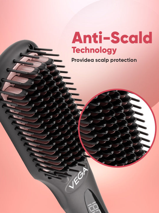 VEGA Women Hair Straightener Brush with Ionic and ThermoProtect Technology