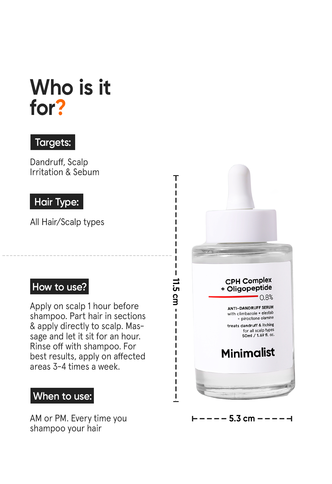 Minimalist Anti-Dandruff Hair Serum CPH Complex Oligopeptide 0.8% Scalp Treatment