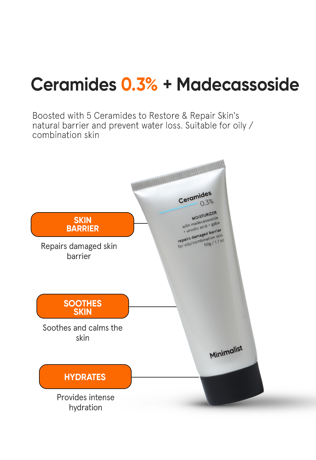 Minimalist Ceramides 0.3% Madecassoside Repair Gel Moisturizer for Oily Skin