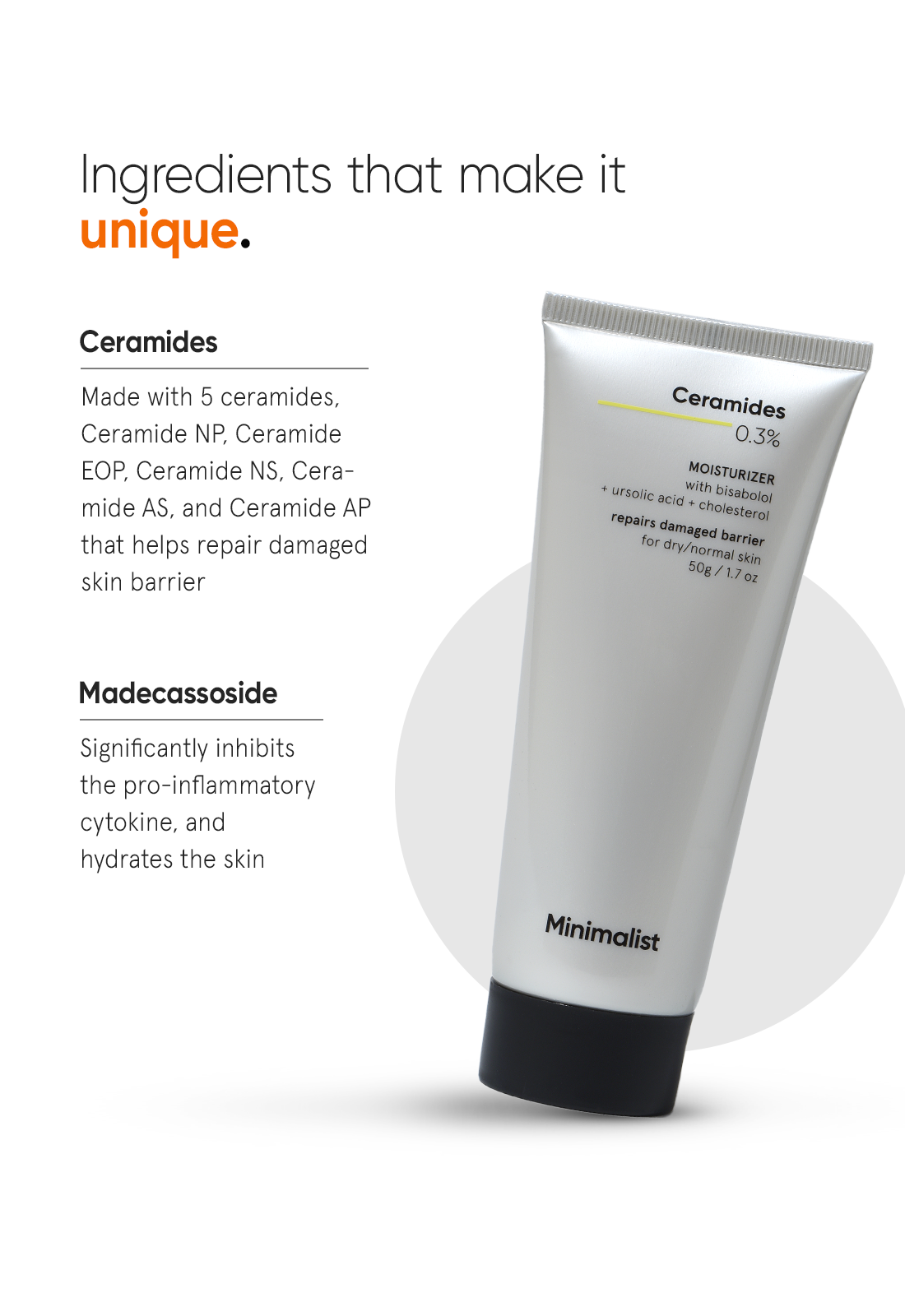 Minimalist Ceramides 0.3% Madecassoside Repair Gel Moisturizer for Oily Skin