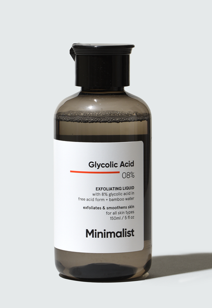 Minimalist 8% Glycolic Acid Liquid Exfoliator for Smooth Radiant Skin