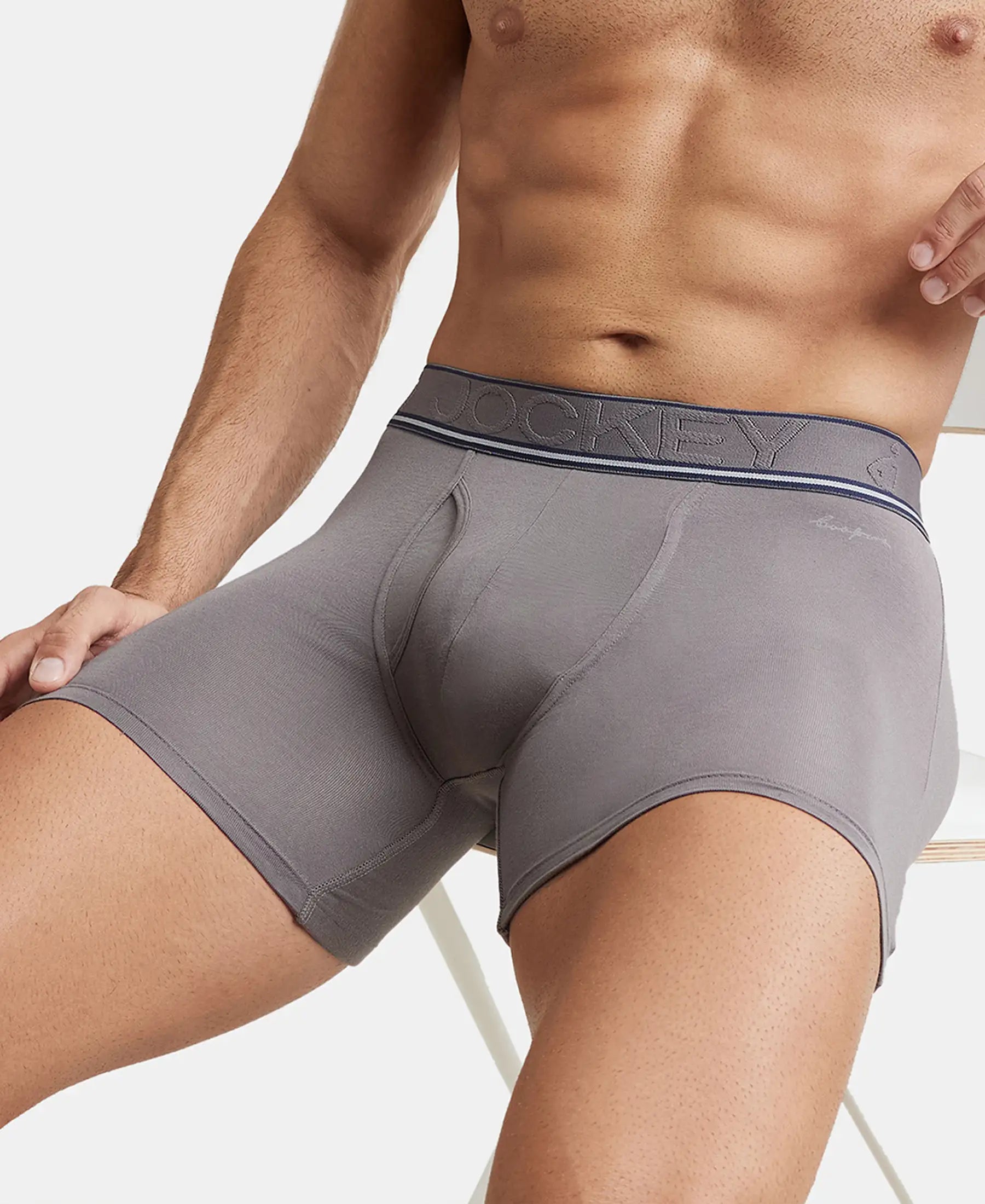 Gunmetal Tencel Micro Modal Elastane Stretch Boxer Brief with StayFresh Properties