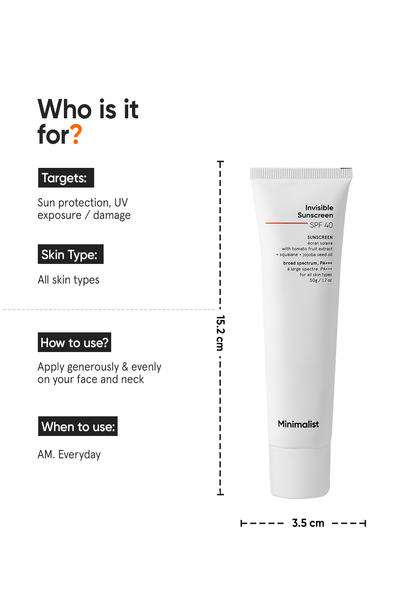Minimalist Invisible SPF 40 Sunscreen Broad Spectrum Water Resistant