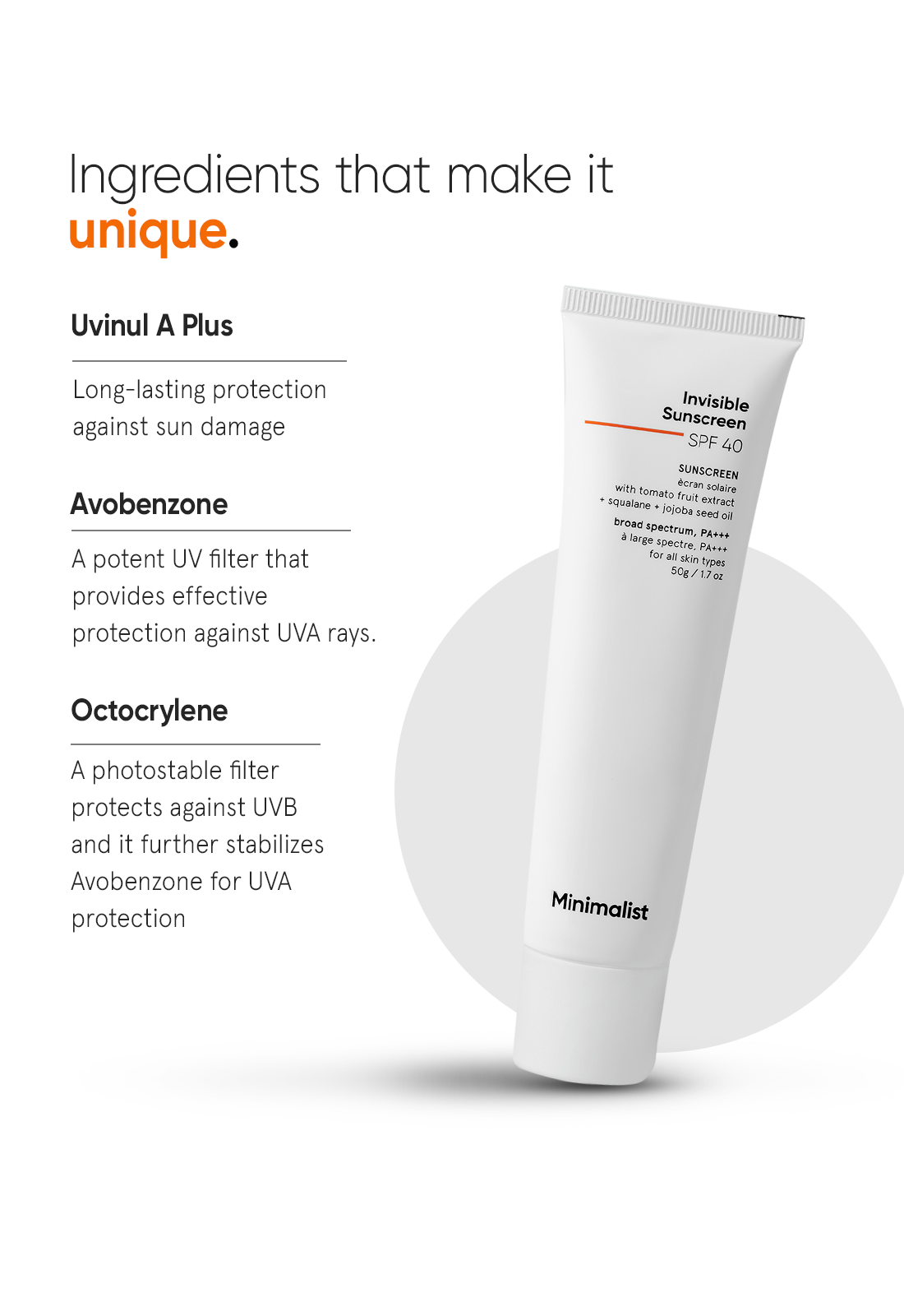 Minimalist Invisible SPF 40 Sunscreen Broad Spectrum Water Resistant
