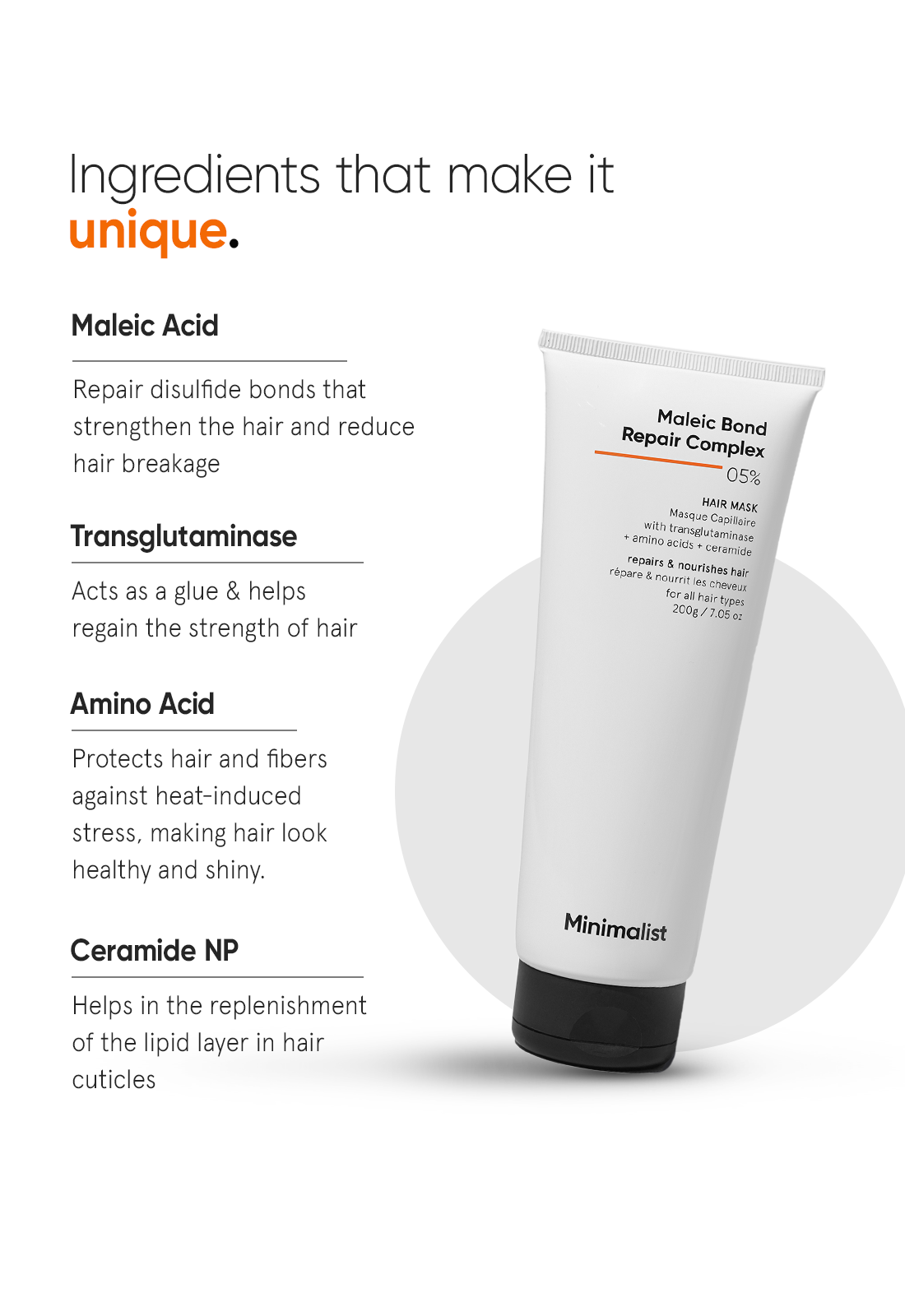 Minimalist Maleic Bond Repair Complex 5% Mask for Damaged Hair