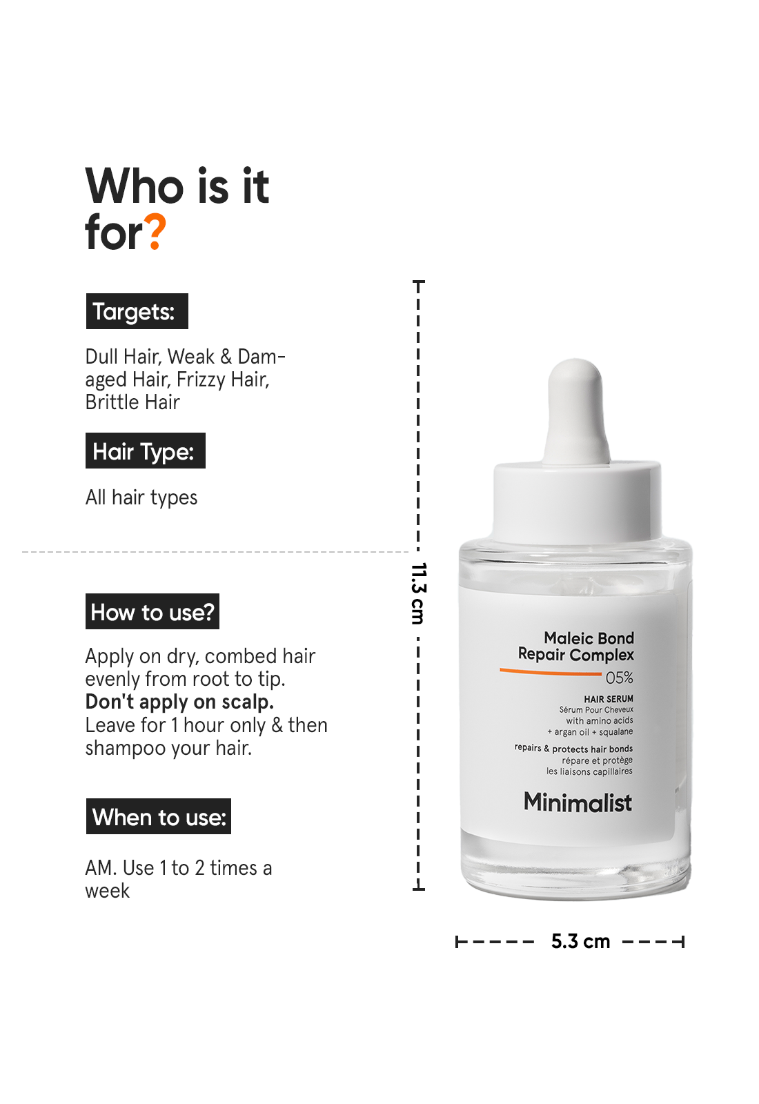 Minimalist Maleic Bond Repair Complex 5% Hair Repair Serum for Damaged Hair