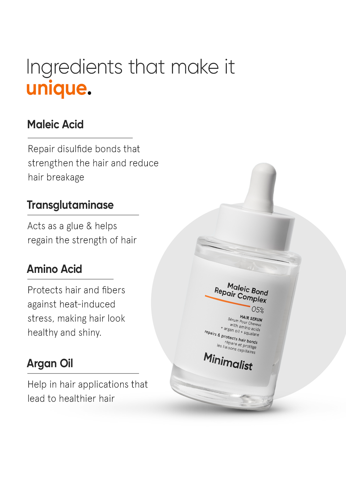 Minimalist Maleic Bond Repair Complex 5% Hair Repair Serum for Damaged Hair