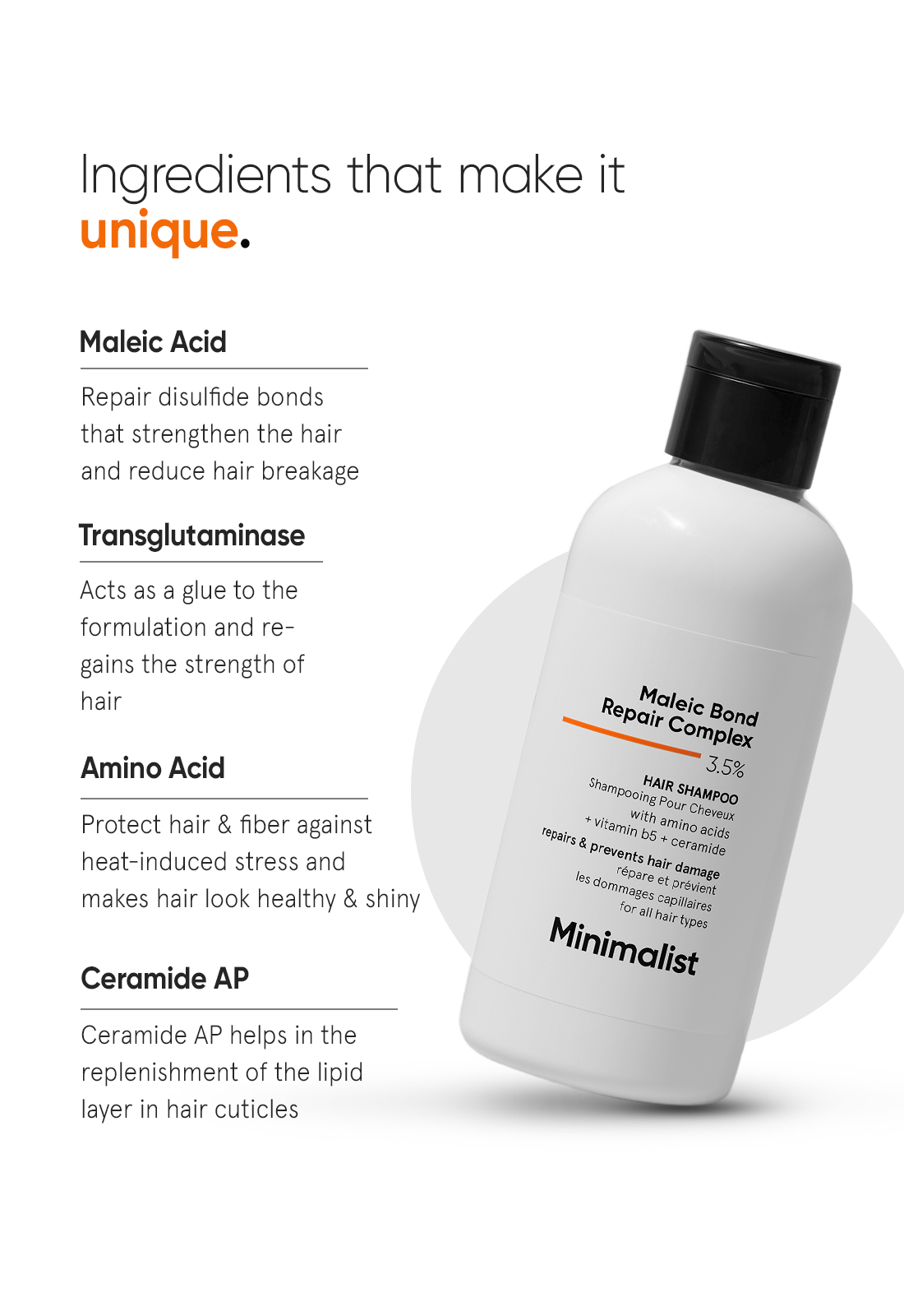 Minimalist Maleic Bond Repair Complex 3.5% Sulfate-Free Strengthening Hair Shampoo