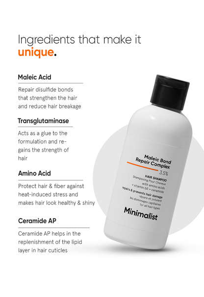 Minimalist Maleic Bond Repair Complex 3.5% Sulfate-Free Strengthening Hair Shampoo