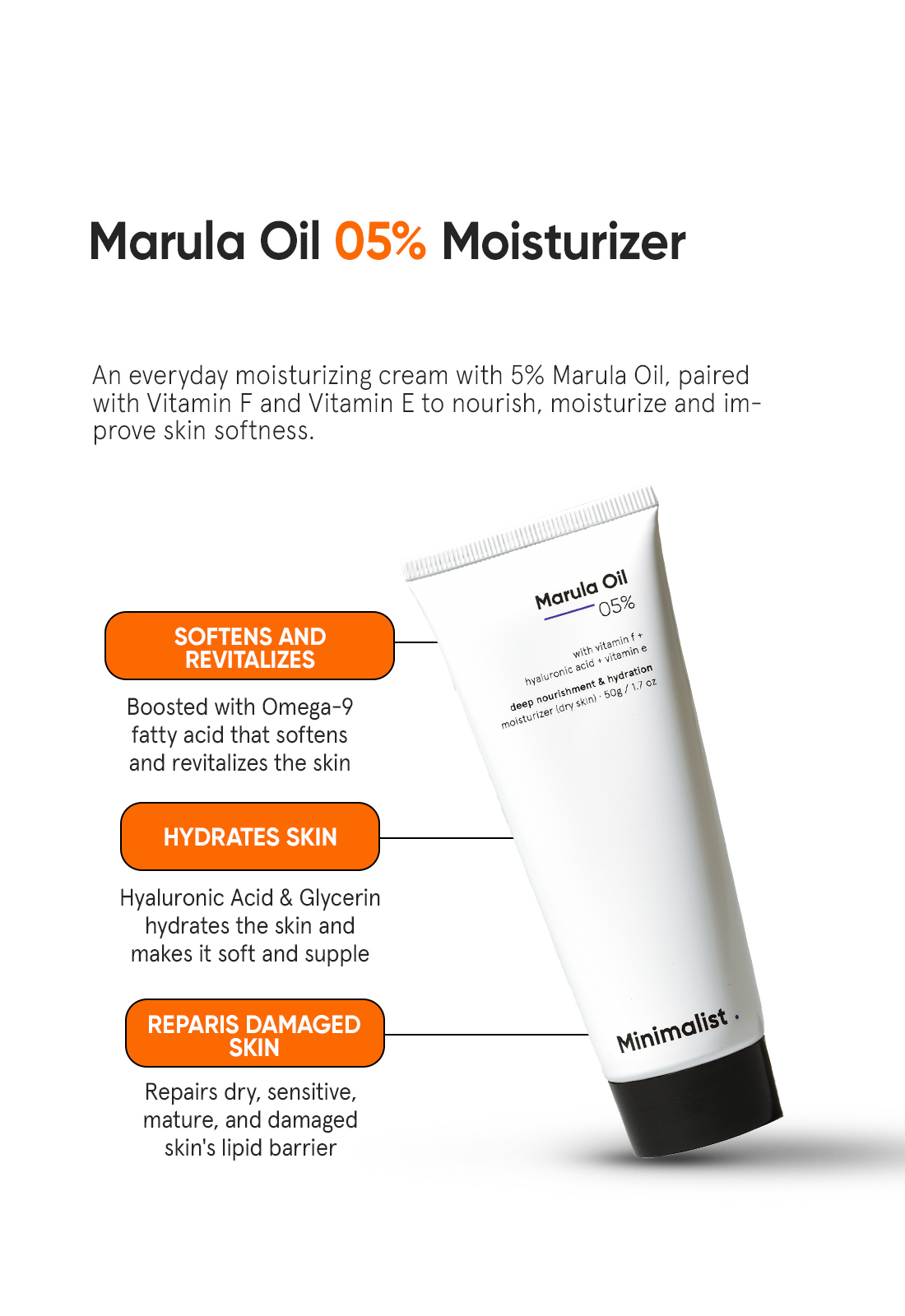 Minimalist 5% Marula Oil Deep Hydration Face Moisturizer for Dry Skin