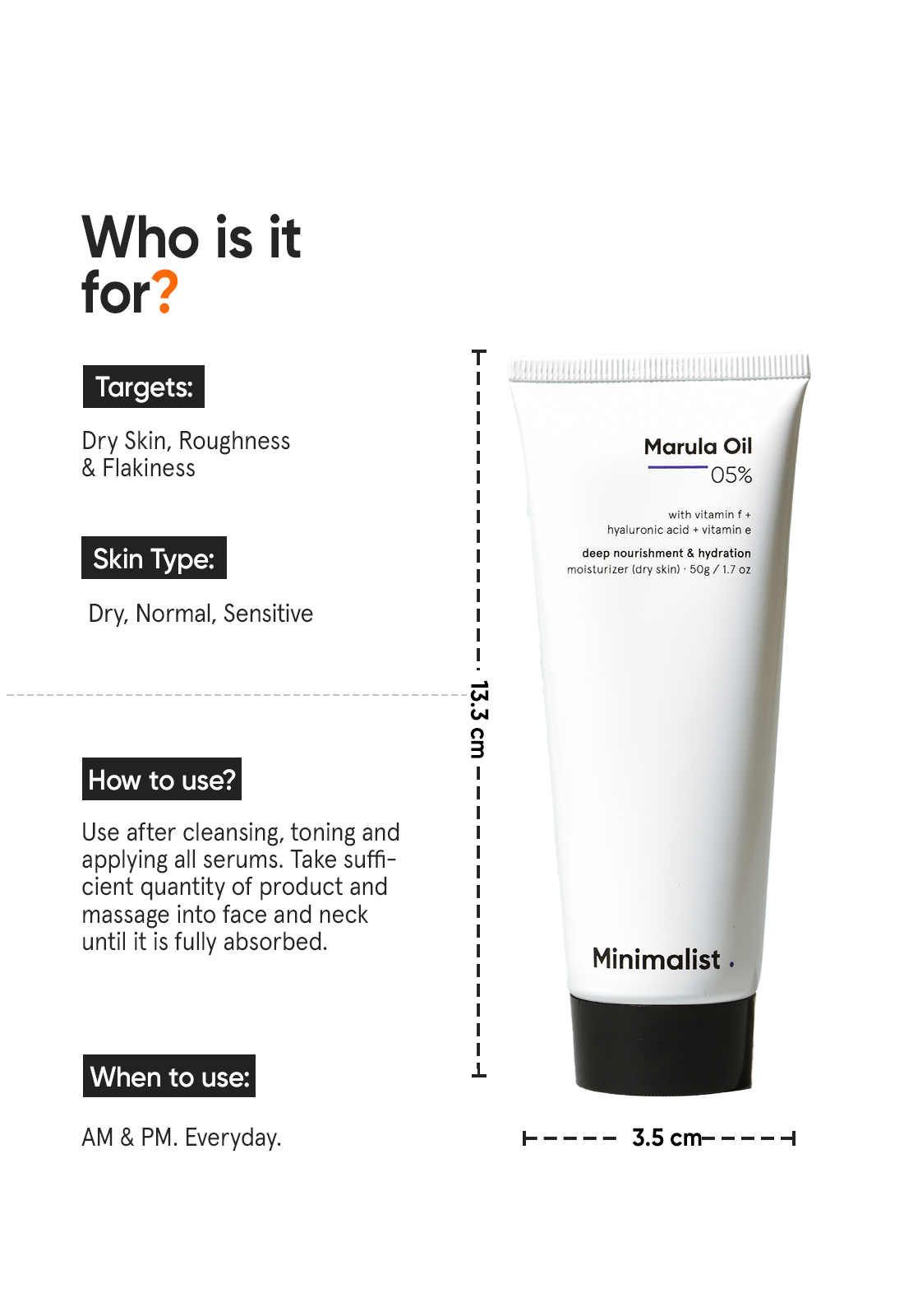 Minimalist 5% Marula Oil Deep Hydration Face Moisturizer for Dry Skin