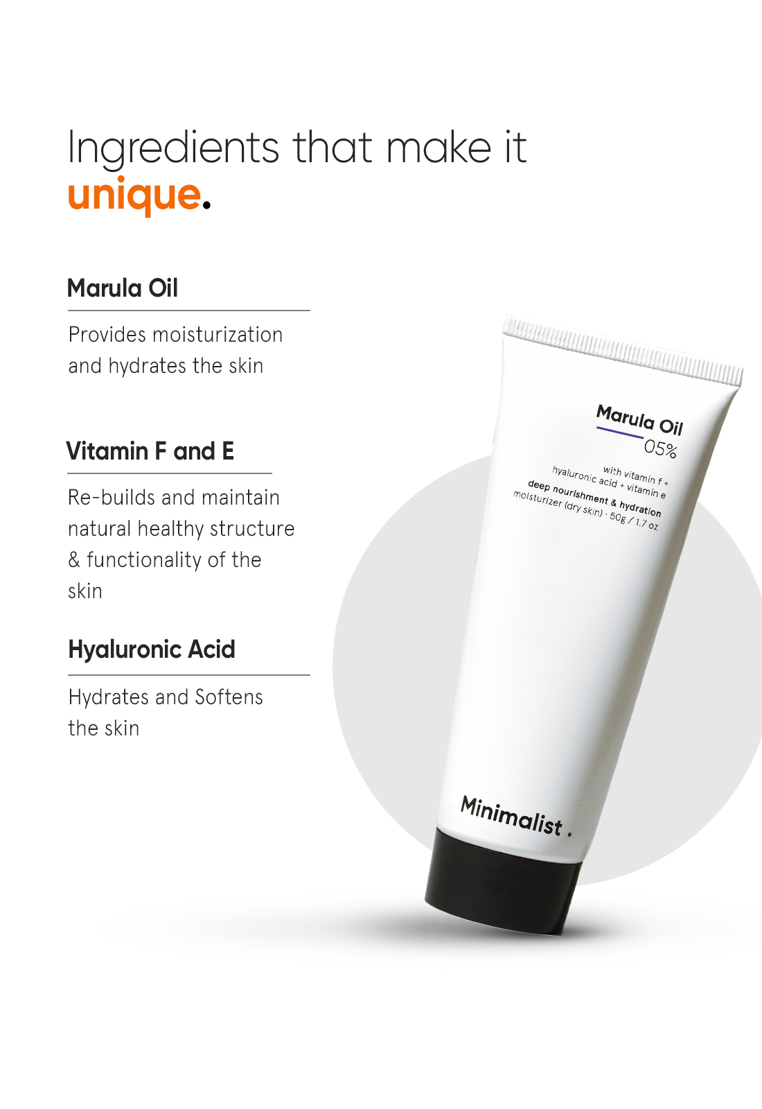 Minimalist 5% Marula Oil Deep Hydration Face Moisturizer for Dry Skin