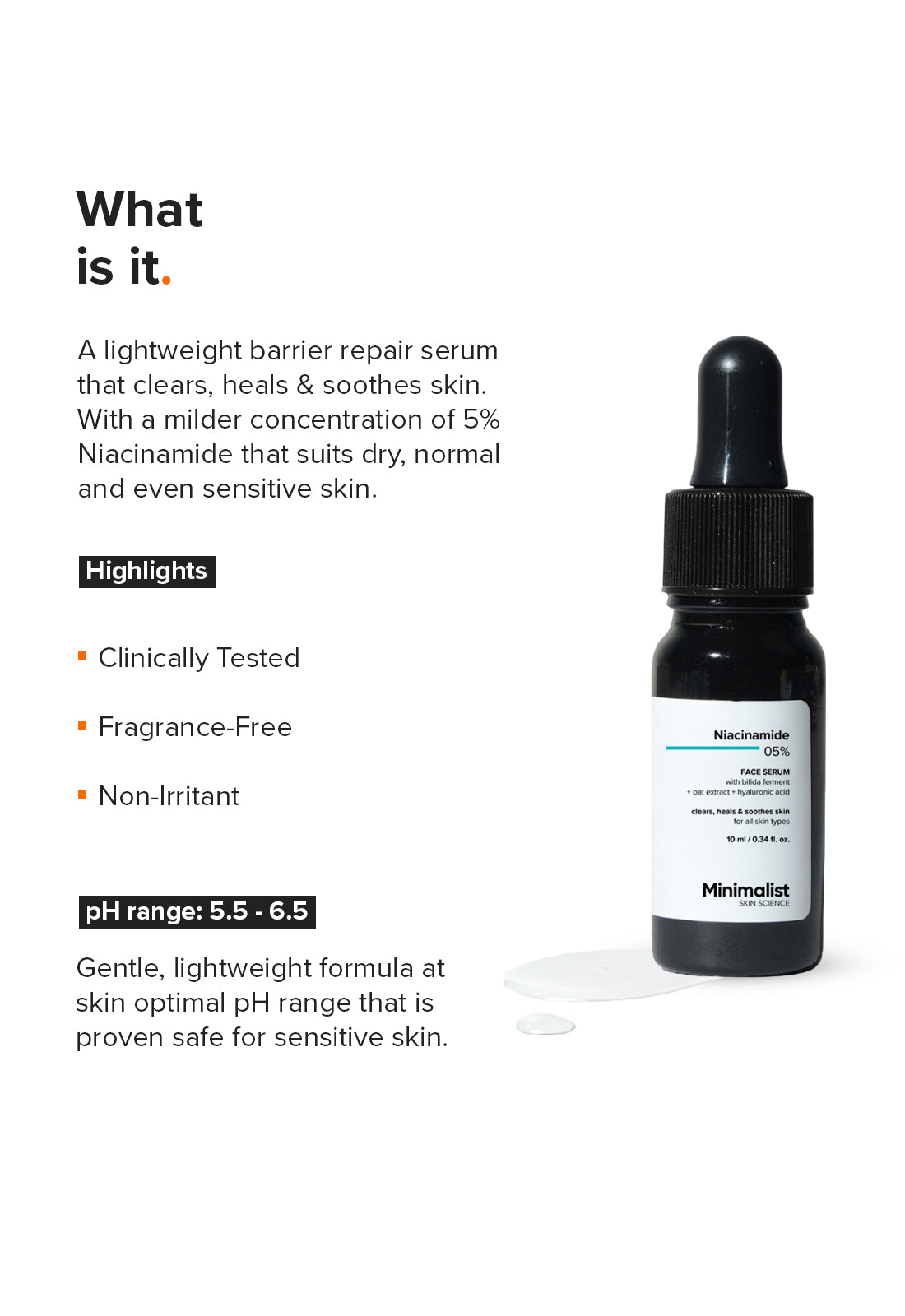 Minimalist Niacinamide 5% Hydrating Face Serum for Sensitive Skin Repair