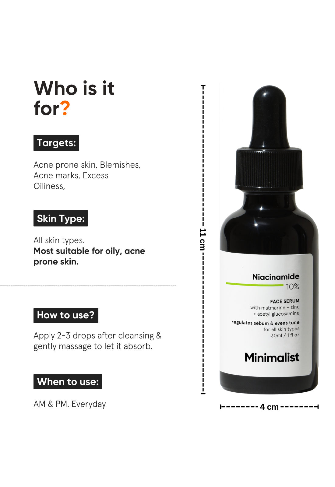 Minimalist Niacinamide 10% Face Serum for Oil Control and Pores