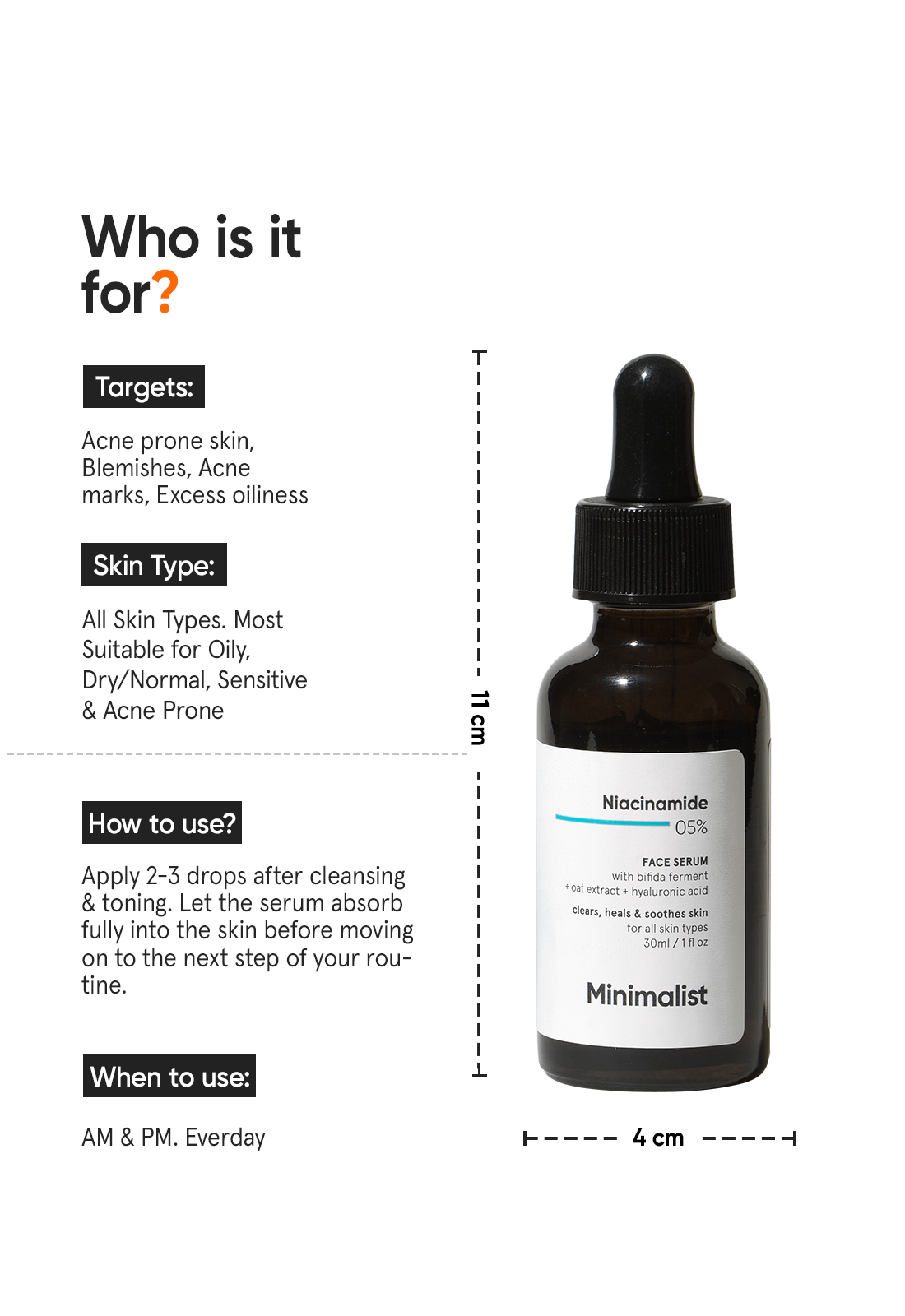 Minimalist 5% Niacinamide Serum with Hyaluronic Acid for Sensitive Skin