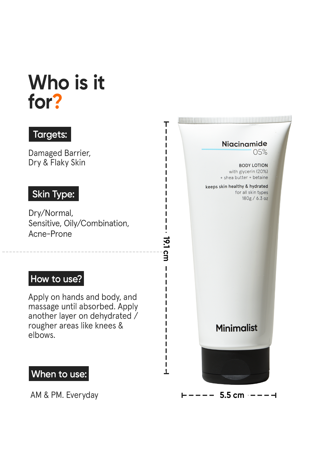 Minimalist Niacinamide 5% Body Lotion for Healthy and Hydrated Skin