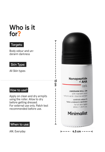 Minimalist Nonapeptide AHA 6% Underarm Roll On Deodorant For Brightening