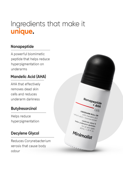Minimalist Nonapeptide AHA 6% Underarm Roll On Deodorant For Brightening