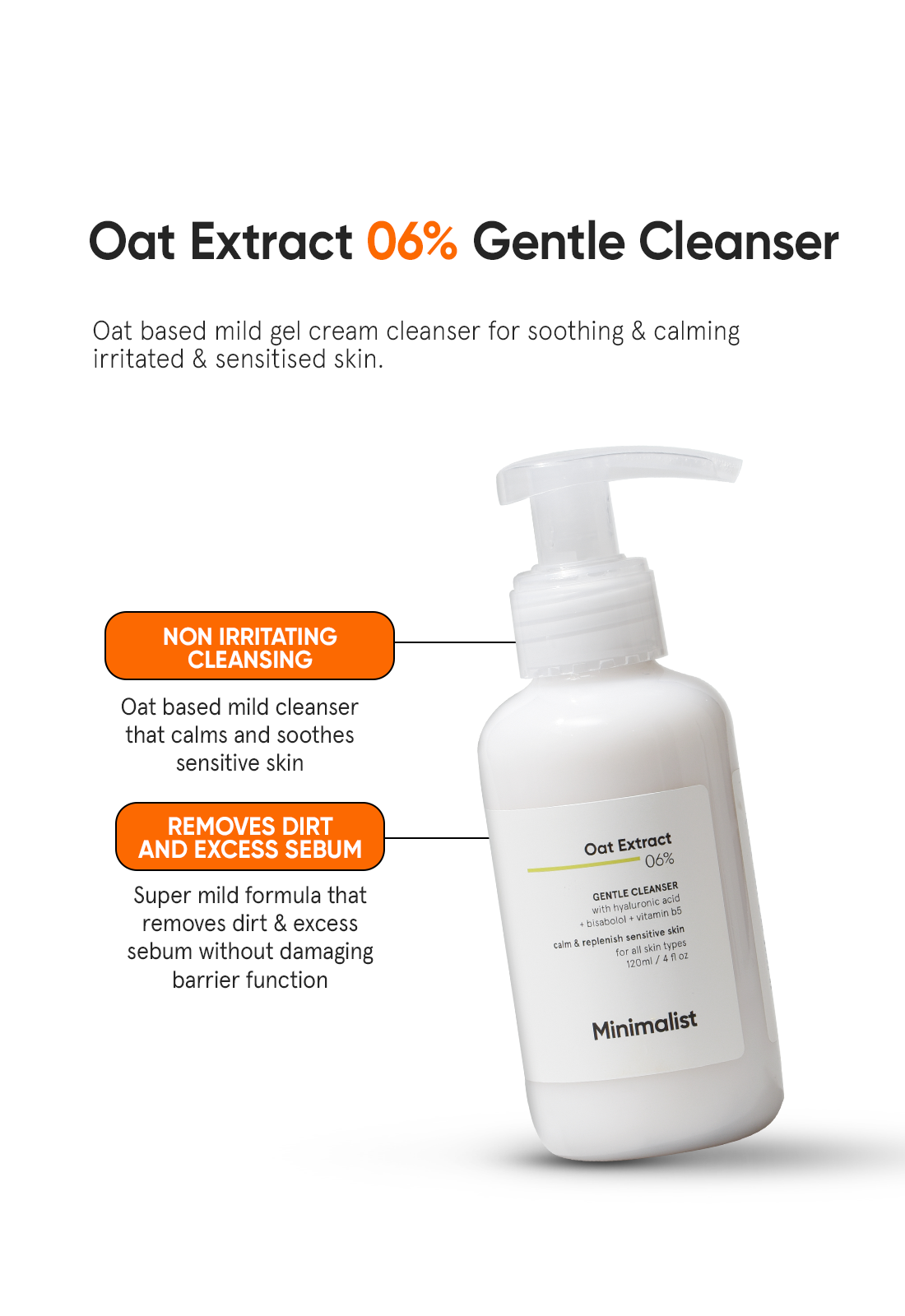 Minimalist Oat Extract 06% Gentle Cleanser for Sensitive Dry Skin