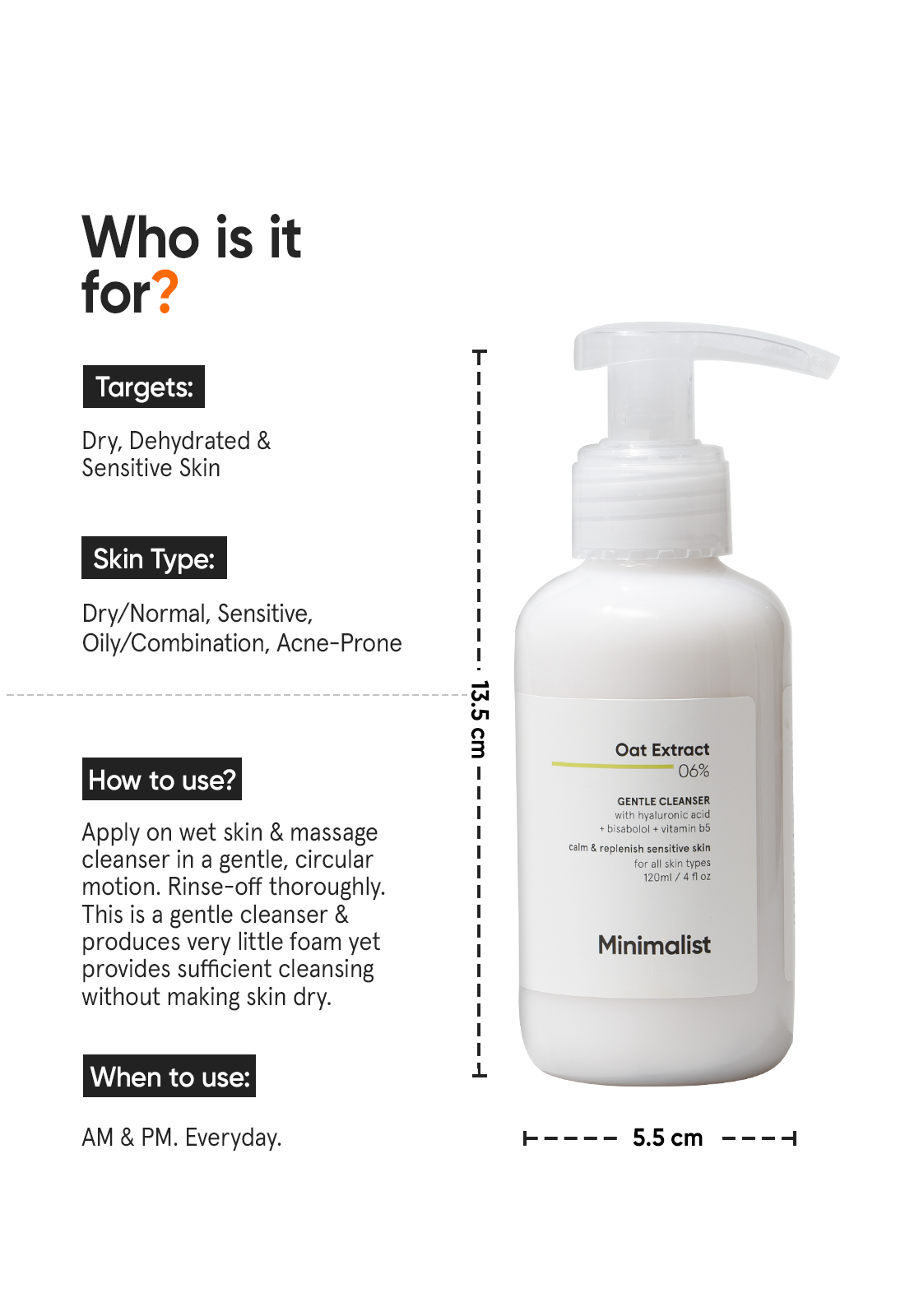 Minimalist Oat Extract 06% Gentle Cleanser for Sensitive Dry Skin