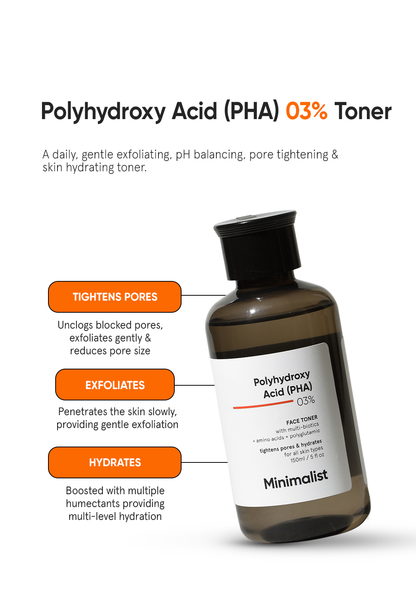 Minimalist PHA 3% Gentle Exfoliating Face Toner for Pore Tightening