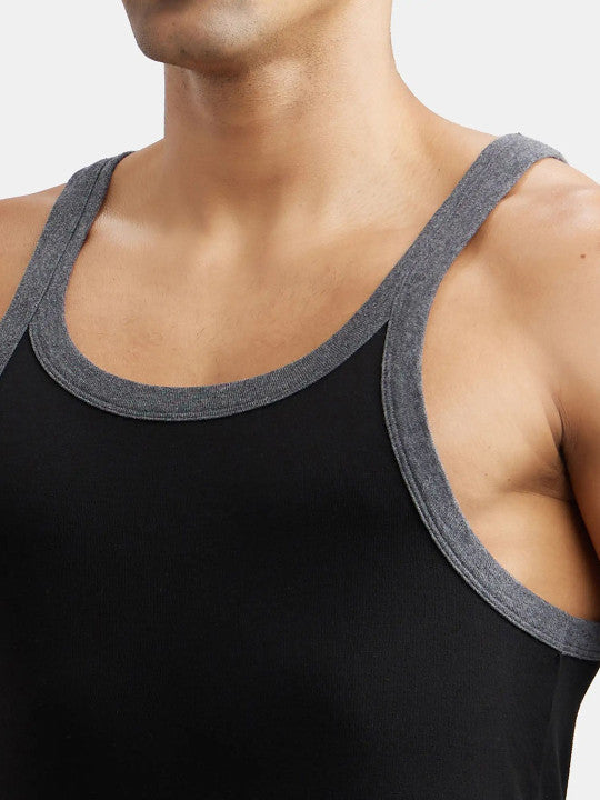 Jockey Men's Super Combed Cotton Rib Square Neck Sleeveless Gym Vest