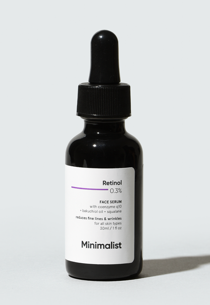 Minimalist Retinol 0.3% Face Serum with Coenzyme Q10 and Bakuchiol