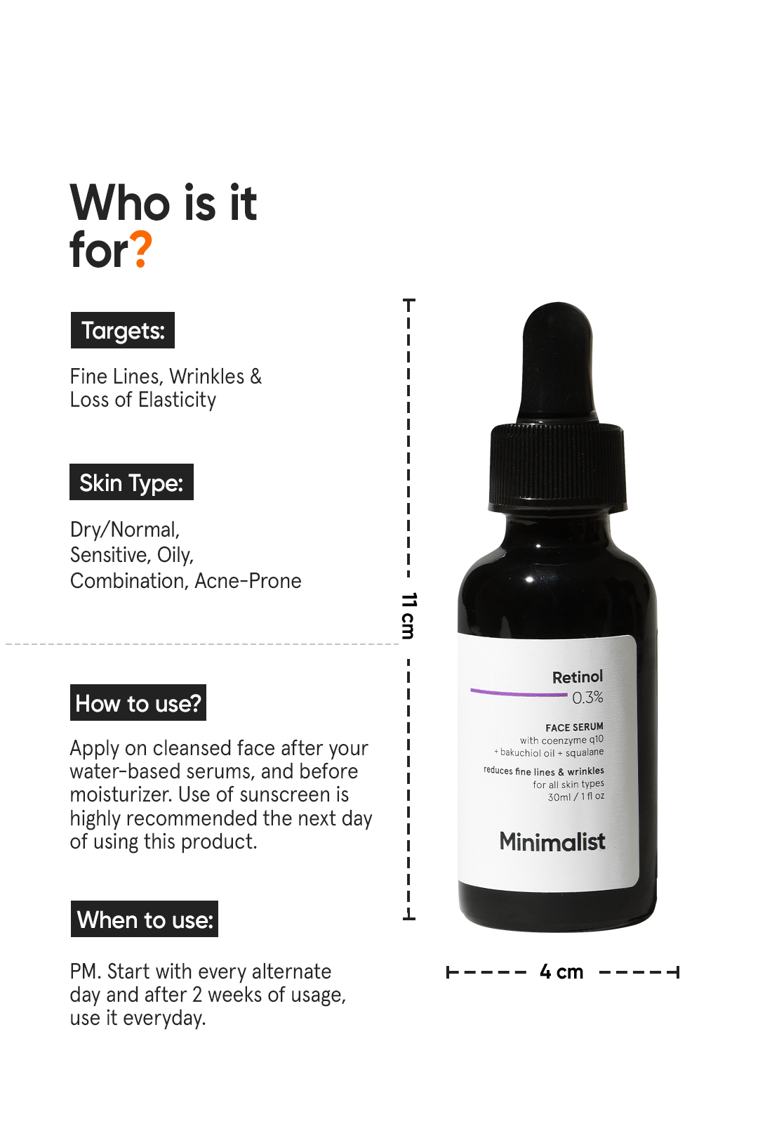 Minimalist Retinol 0.3% Face Serum with Coenzyme Q10 and Bakuchiol