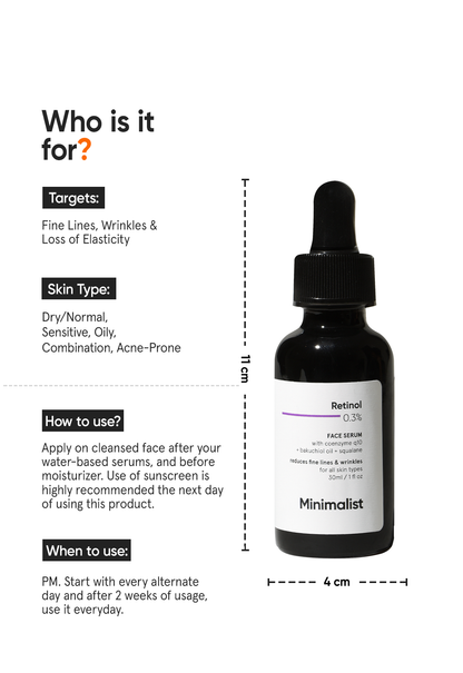 Minimalist Retinol 0.3% Face Serum with Coenzyme Q10 and Bakuchiol