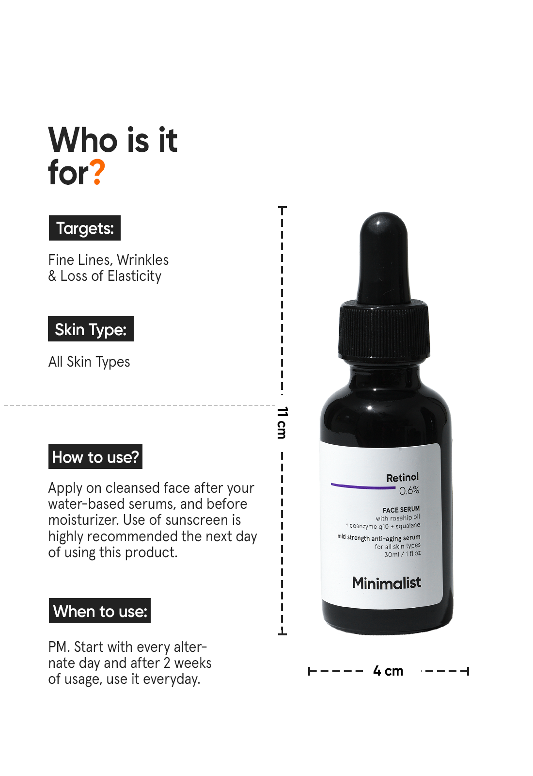 Minimalist Anti-Aging Retinol 0.6% Serum with Q10 and Squalane