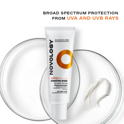 Novology SPF 50 PA++++ Hydrating Sheer Sunscreen With 4.25% Niacinamide