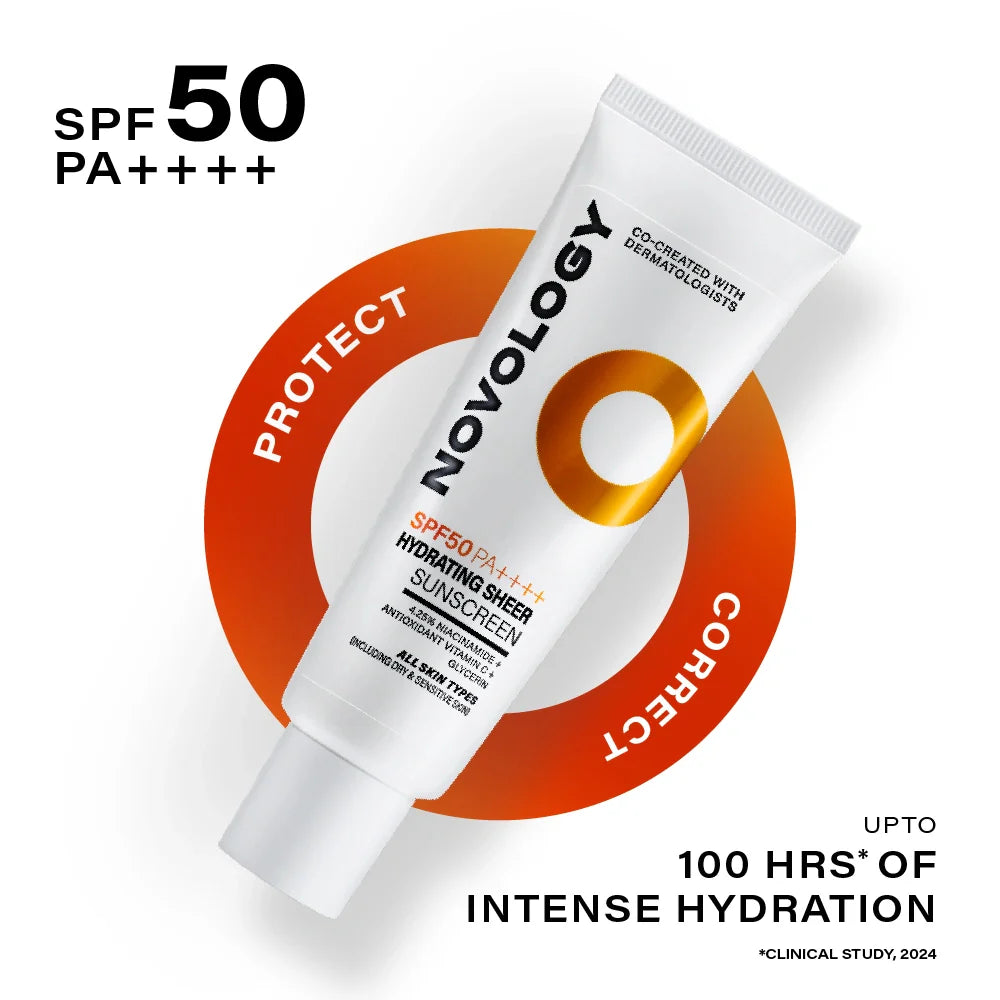 Novology SPF 50 PA++++ Hydrating Sheer Sunscreen With 4.25% Niacinamide