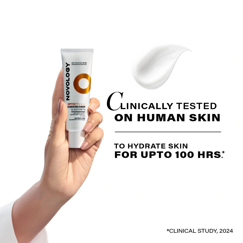 Novology SPF 50 PA++++ Hydrating Sheer Sunscreen With 4.25% Niacinamide