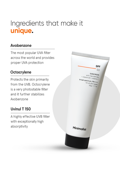 Minimalist Multi-Vitamin SPF 50 Sunscreen Broad Spectrum PA++++ Lightweight