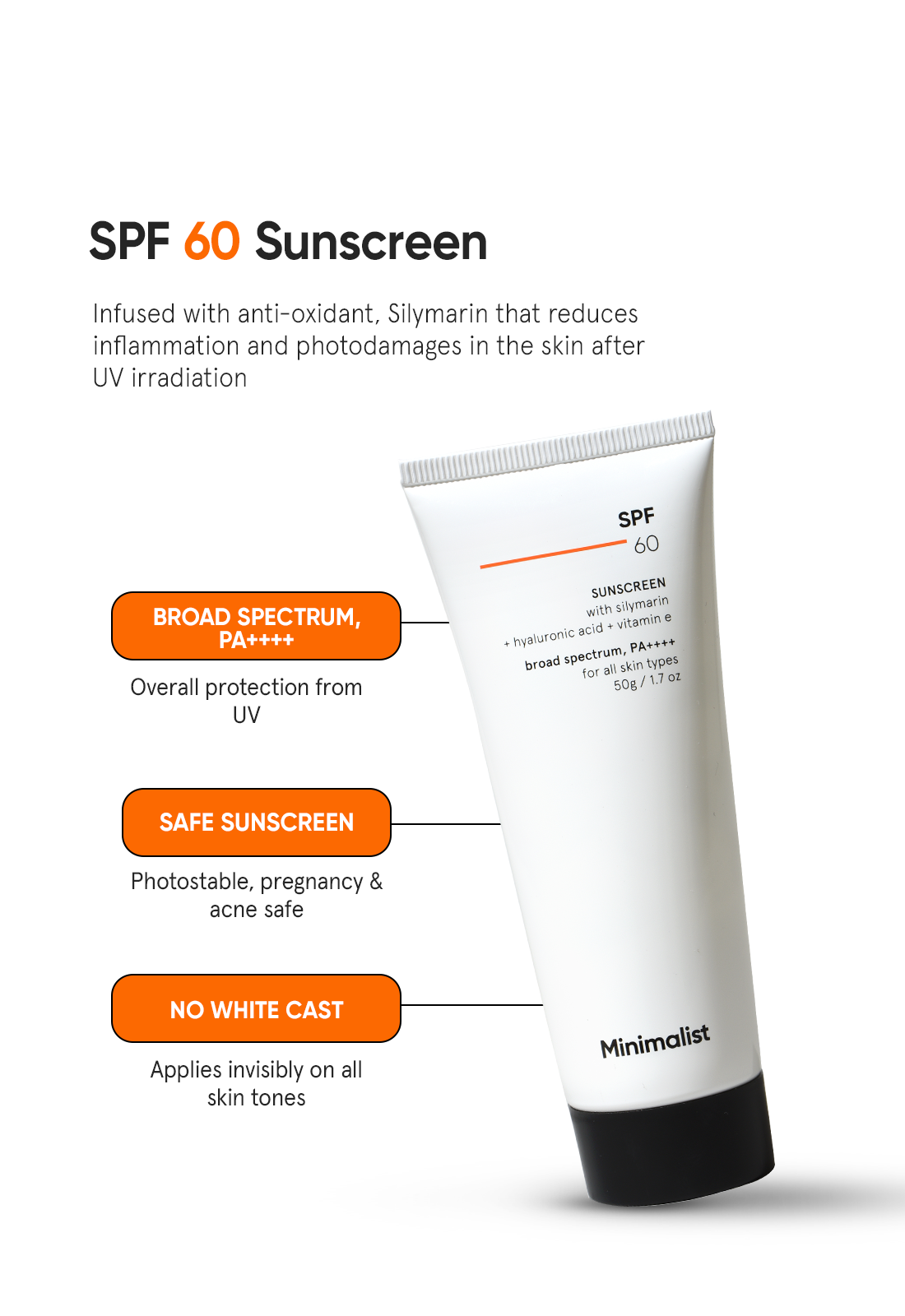 Minimalist SPF 60 Sunscreen with Silymarin Broad Spectrum Protection