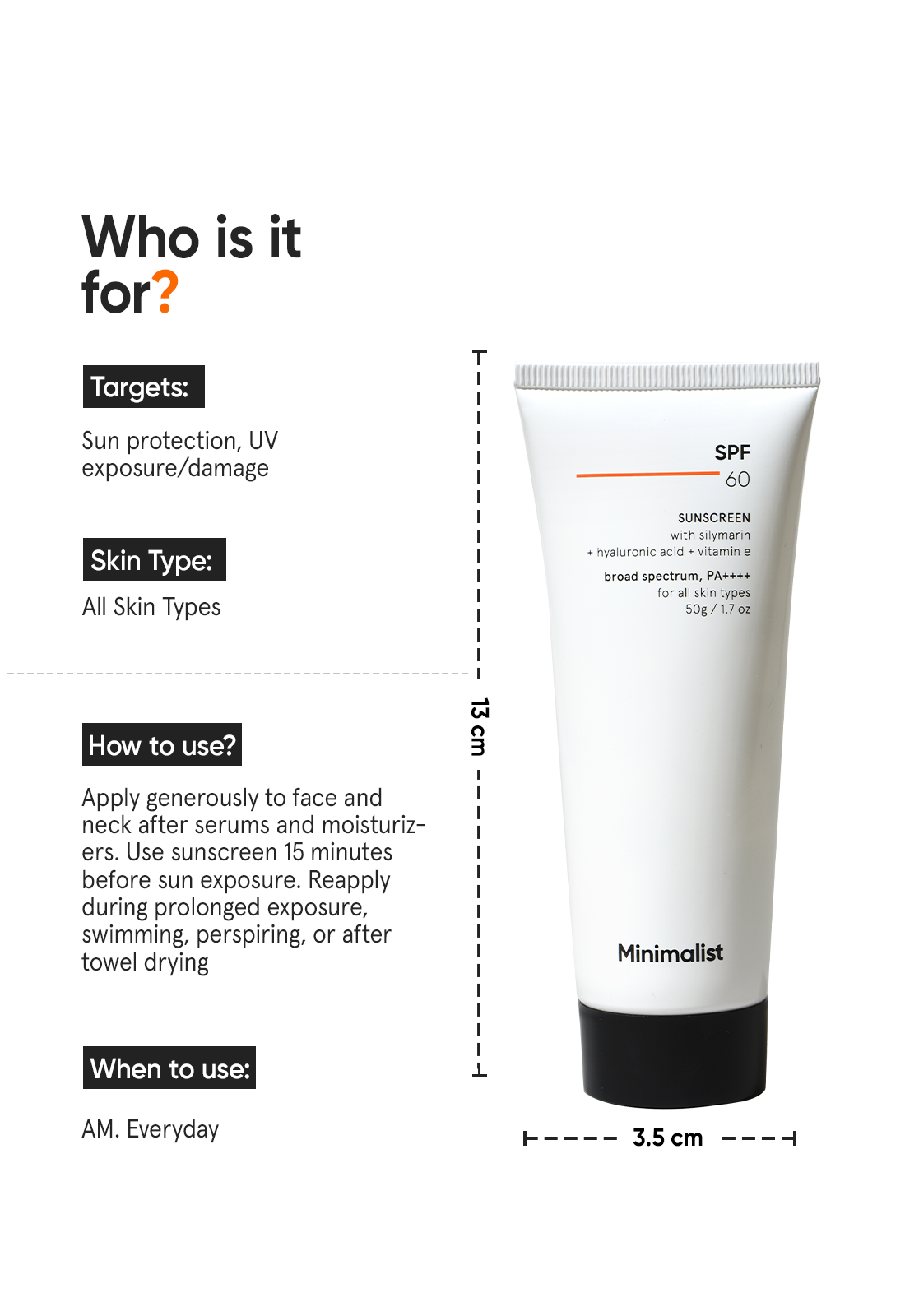 Minimalist SPF 60 Sunscreen with Silymarin Broad Spectrum Protection