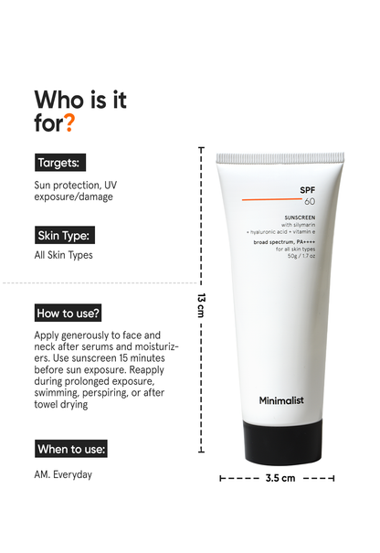 Minimalist SPF 60 Sunscreen with Silymarin Broad Spectrum Protection