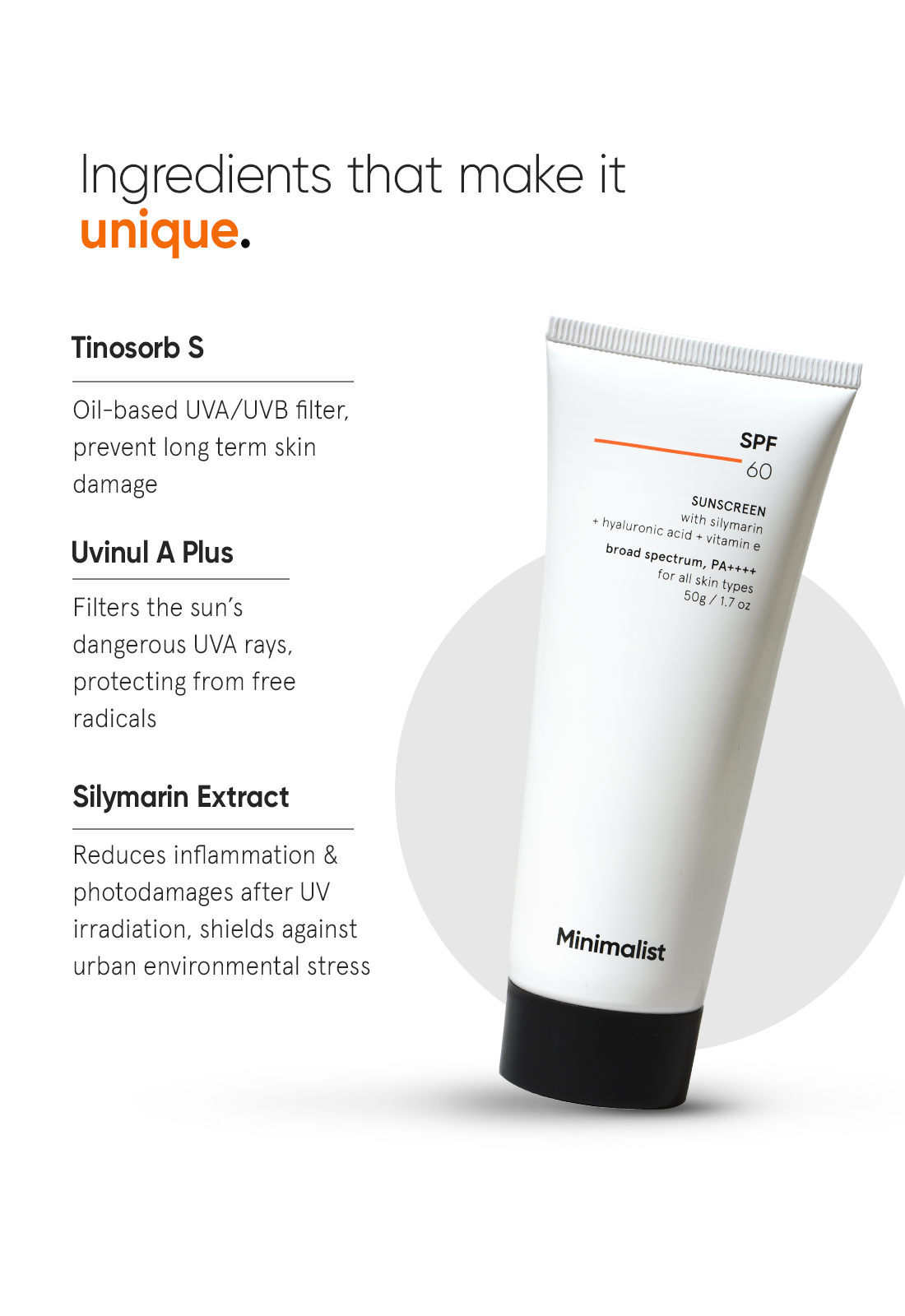 Minimalist SPF 60 Sunscreen with Silymarin Broad Spectrum Protection