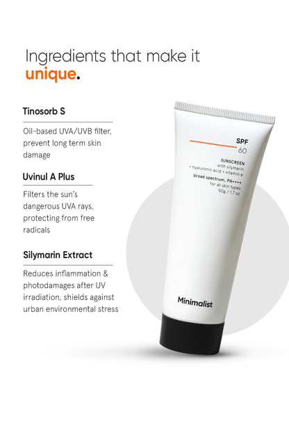 Minimalist SPF 60 Sunscreen with Silymarin Broad Spectrum Protection