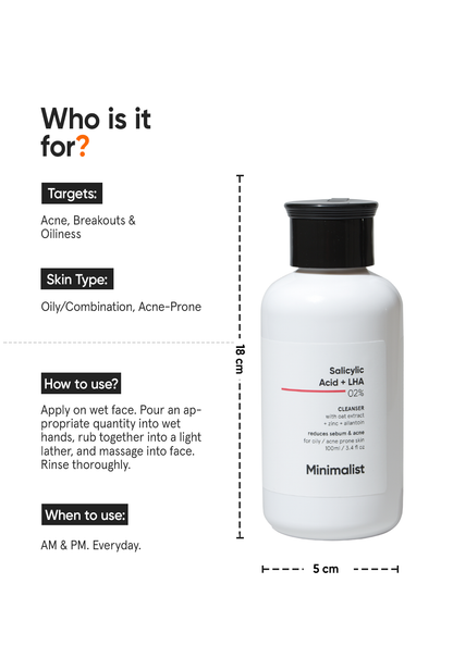 Minimalist Salicylic Acid LHA 2% Oil Control Acne Face Cleanser
