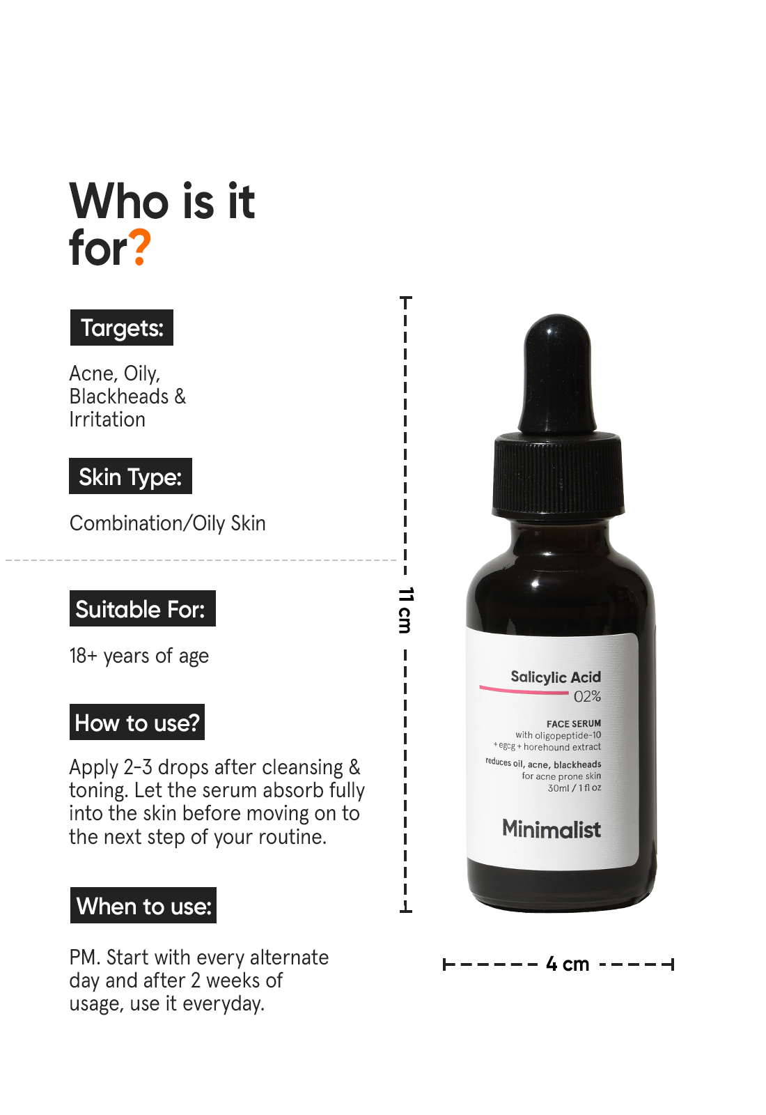 Minimalist Salicylic Acid 2% Face Serum for Acne and Blackheads