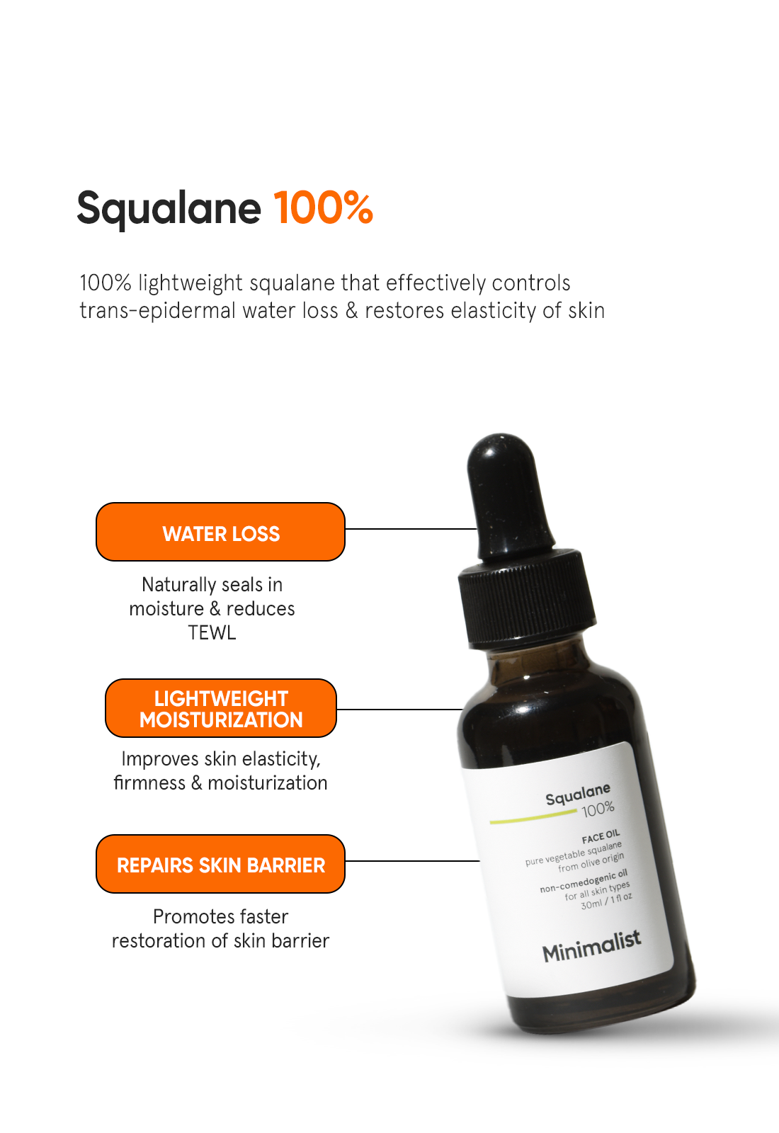 Minimalist Squalane 100% Face Oil for Lightweight Skin Hydration